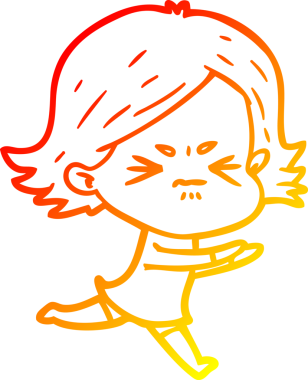 Bir insan tarafından çizilmiş kızgın bir kızın sıcak çizgi çizimi