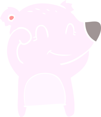 Bir insan tarafından çizilmiş yorgun, gülen ayı düz renkli çizgi film.