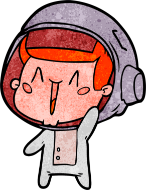 Bir insan tarafından çizilmiş mutlu astronot çizimi.