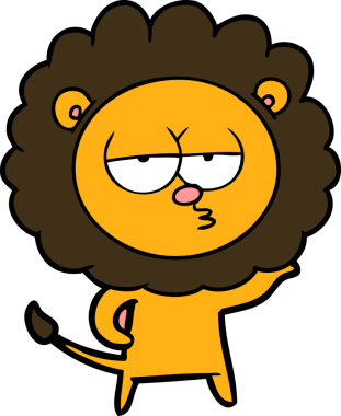 Bir insan tarafından çizilmiş canı sıkkın bir aslan.