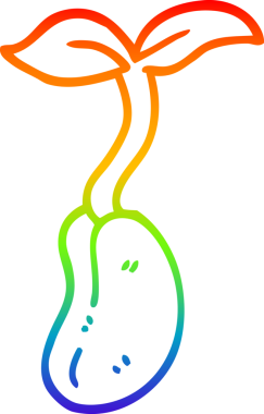 Gökkuşağı gradyan çizgi çizimi bir insan tarafından çizilmiş bir karikatür fidanı