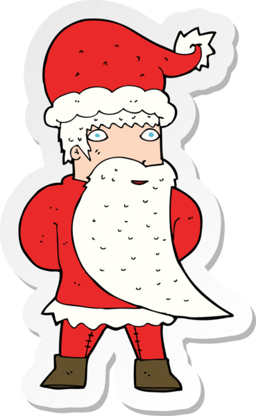 Bir insan tarafından çizilmiş Noel Baba çizgi filminin çıkartması.