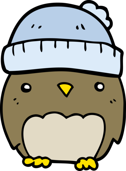 Bir insan tarafından çizilmiş şapkalı sevimli baykuş.