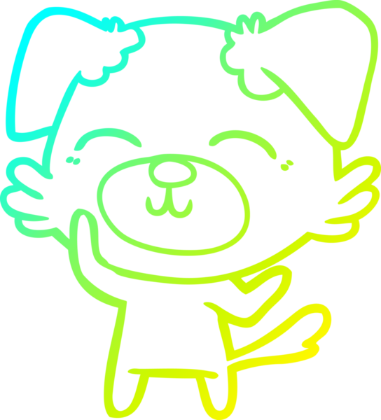 Bir insan tarafından çizilen çizgi film köpeğinin soğuk gradyan çizgisi.