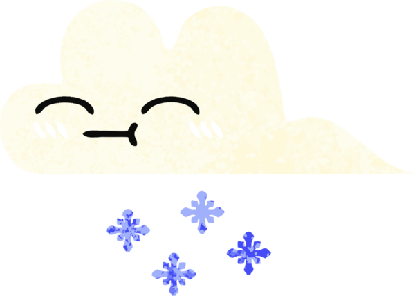 Bir insan tarafından çizilmiş bir kar bulutunun retro çizim tarzı karikatürü