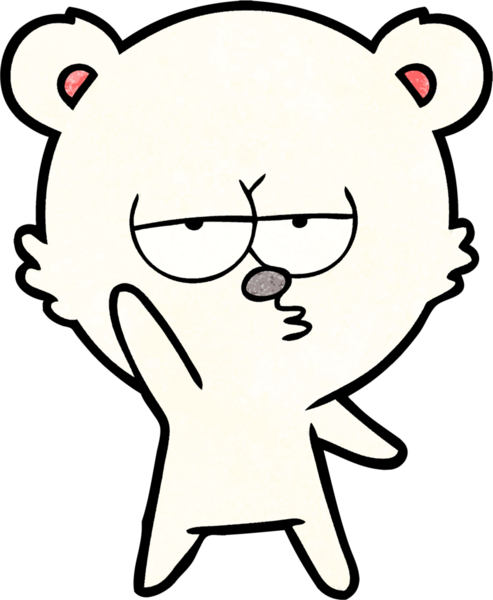 Bir insan tarafından çizilmiş sıkılan kutup ayısı çizgi filmi.