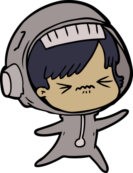 Bir insan tarafından çizilmiş kızgın uzay kızı.