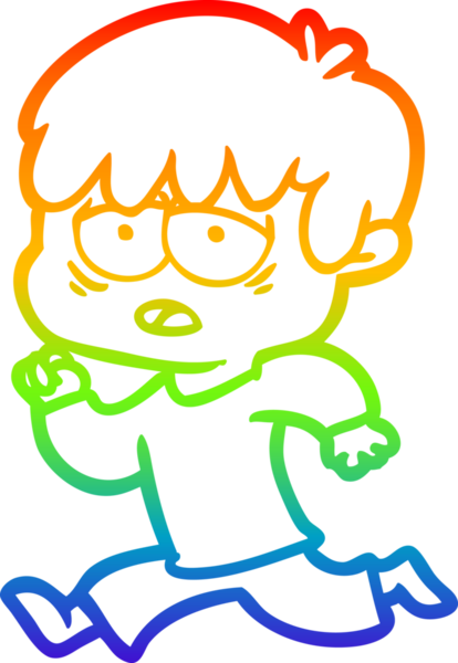 gökkuşağı gradyan çizgi çizimi bir insan tarafından çizilmiş bitkin bir çocuk