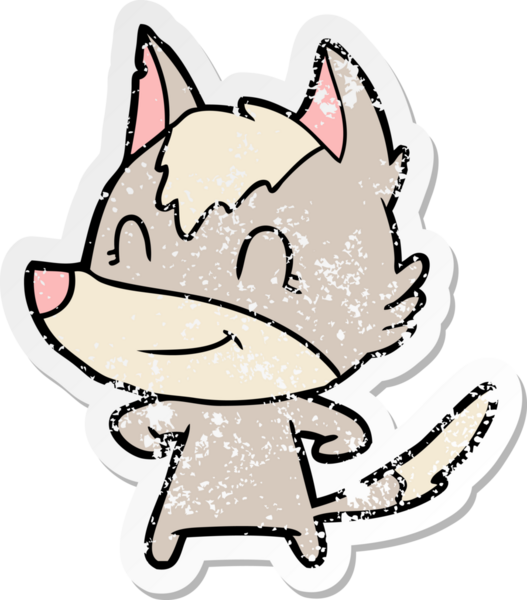 Bir insan tarafından çizilmiş dost canlısı bir kurdun sıkıntılı çıkartması.