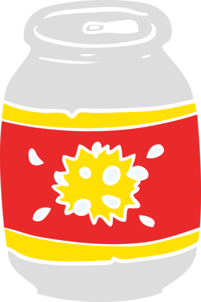 Bir insan tarafından çizilmiş düz renkli karikatür soda kutusu