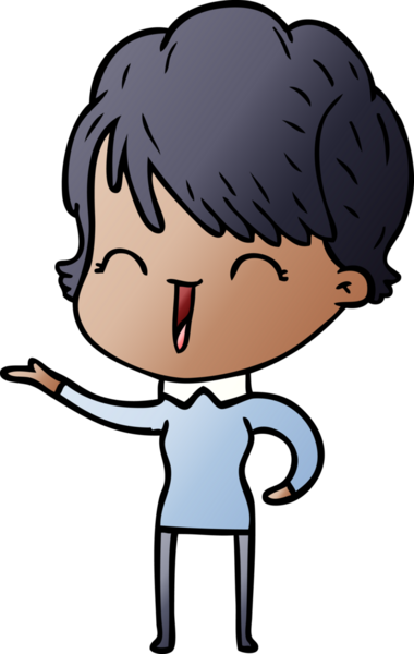 Bir insan tarafından çizilmiş gülen kadın çizgi filmi.