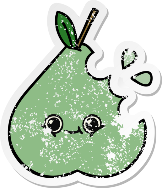 Bir insan tarafından çizilmiş şirin bir armutun sıkıntılı çıkartması.