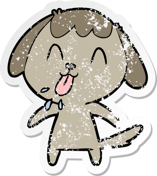 Bir insan tarafından çizilmiş şirin bir köpeğin sıkıntılı çıkartması.