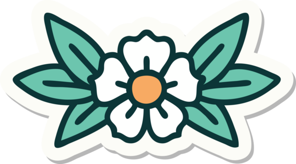 Bir insan tarafından çizilmiş geleneksel bir çiçek stiliyle dövme çıkartması.