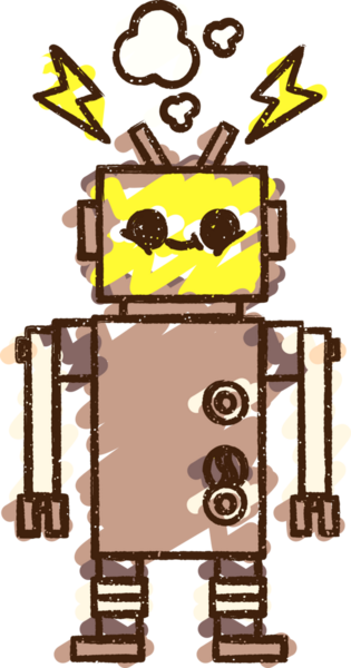 Bir insan tarafından çizilen robot tebeşiri.