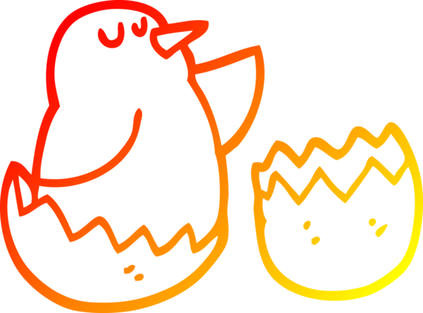 Bir insan tarafından çizilen karikatür kuşunun sıcak gradyan çizimi