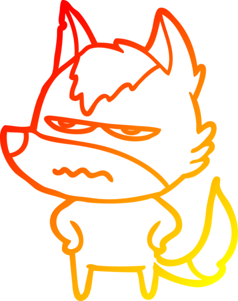 Bir insan tarafından çizilmiş kızgın bir kurdun sıcak çizgi çizimi.