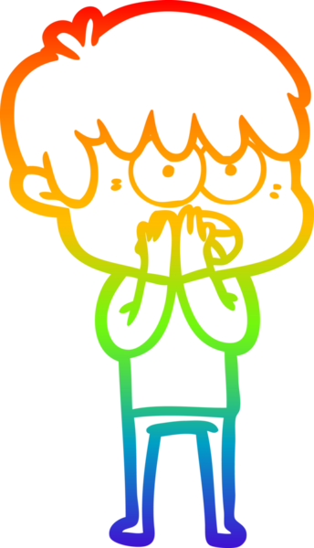 Bir insan tarafından çizilmiş endişeli bir çizgi film çocuğunun çizimi.