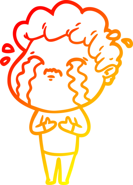 Bir insan tarafından çizilmiş ağlayan bir çizgi film karakteri çizimi.