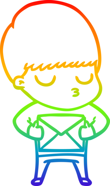 Gökkuşağı gradyan çizgi çizimi bir insan tarafından çizilmiş sakin bir çocuk