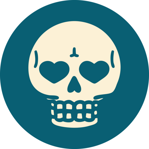 Bir insan tarafından çizilmiş bir kafatasının ikonik dövme şekli