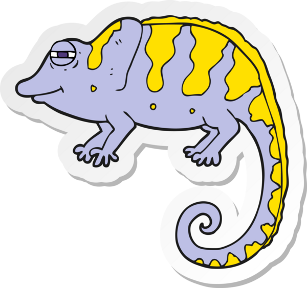 Bir insan tarafından çizilmiş bir bukalemunun çıkartması.