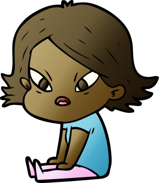 Çizgi film bir insan tarafından çizilmiş stresli kadın.