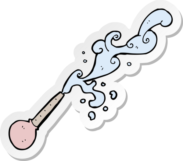 Bir insan tarafından çizilmiş karikatür fışkırtan pipo etiketi.