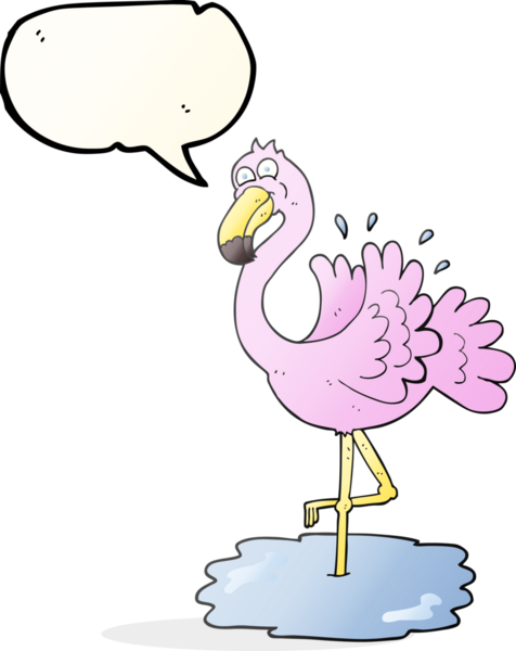 Bir insan tarafından çizilmiş serbest konuşma balonu flamingo karikatürü