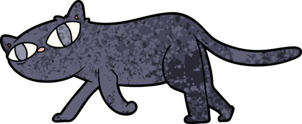 Bir insan tarafından çizilmiş kara kedi karikatürü.