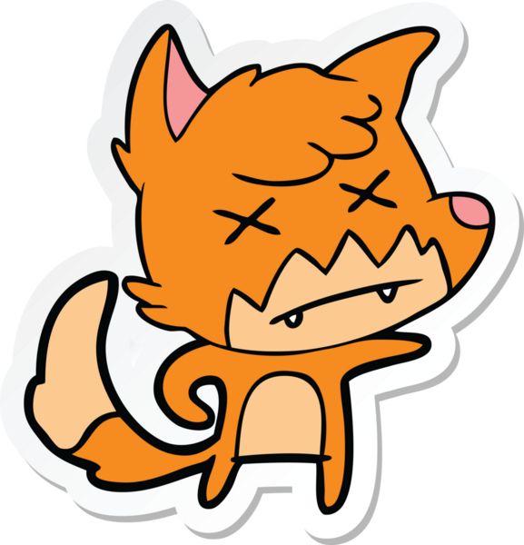 Bir insan tarafından çizilmiş ölü tilki etiketi.