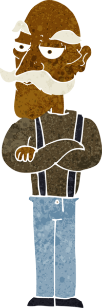 Çizgi film bir insan tarafından çizilmiş sıkıcı yaşlı adam.