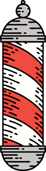 Bir insan tarafından çizilmiş geleneksel bir berber direği dövmesi.