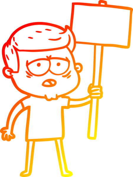 Bir insan tarafından çizilmiş, yorgun bir adamın çizgi çizimi.