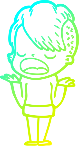 Bir insan tarafından çizilmiş havalı bir hippi kızın soğuk gradyan çizimi.