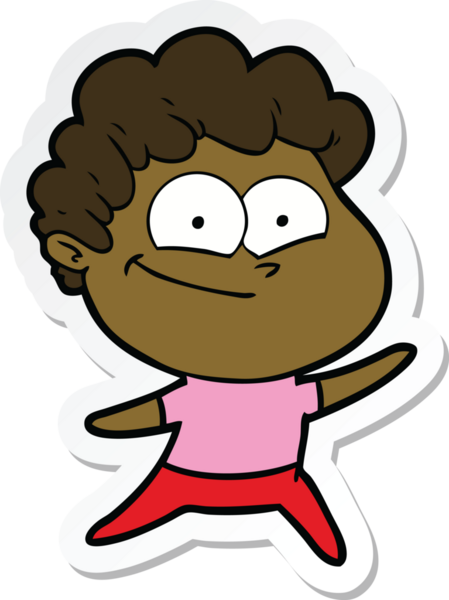 Bir insan tarafından çizilmiş mutlu bir adamın çıkartması.