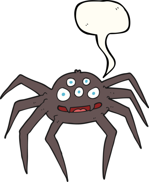 Bir insan tarafından çizilmiş serbest konuşma balonu çizgi film örümceği