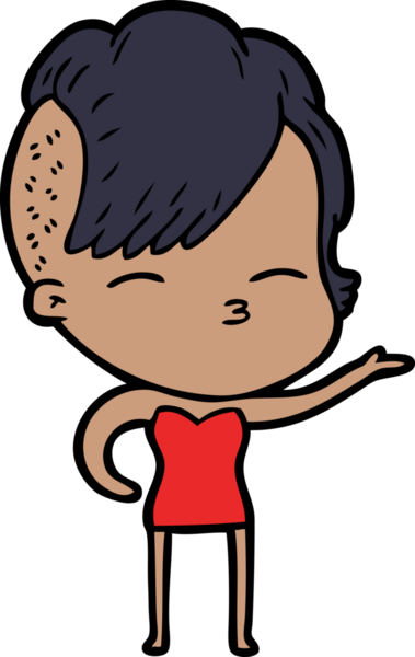 Bir insan tarafından çizilmiş şaşı çizgi film kızı.