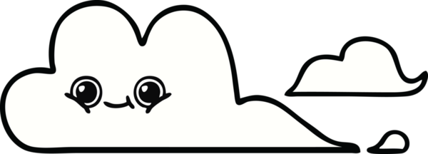 Bir insan tarafından çizilmiş bulutların sevimli karikatürü.