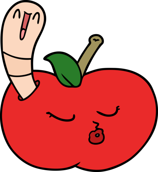 Bir insan tarafından çizilmiş elma solucanı.