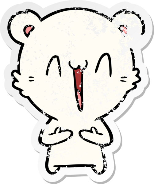 Bir insan tarafından çizilmiş mutlu bir kutup ayısı karikatürü.