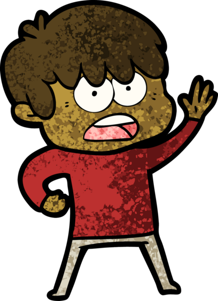 Bir insan tarafından çizilmiş endişeli çizgi film çocuğu.