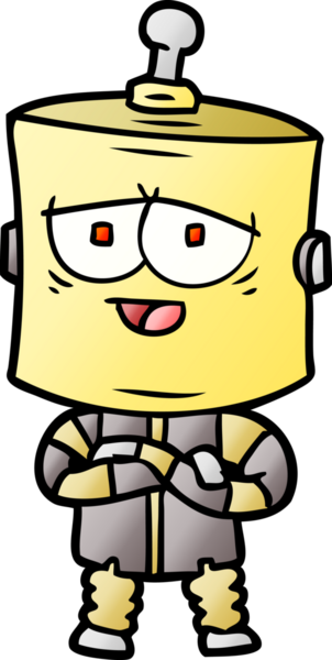 Bir insan tarafından çizilmiş çizgi film robotu