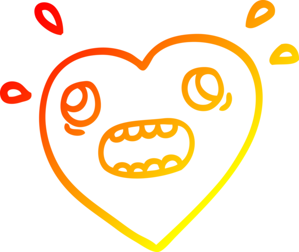 Bir insanın paniklediği karikatür kalp çizimi.