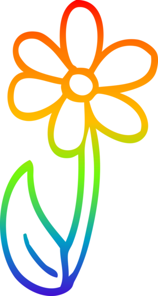 gökkuşağı gradyan çizgi çizimi bir insan tarafından çizilmiş tek bir çiçek