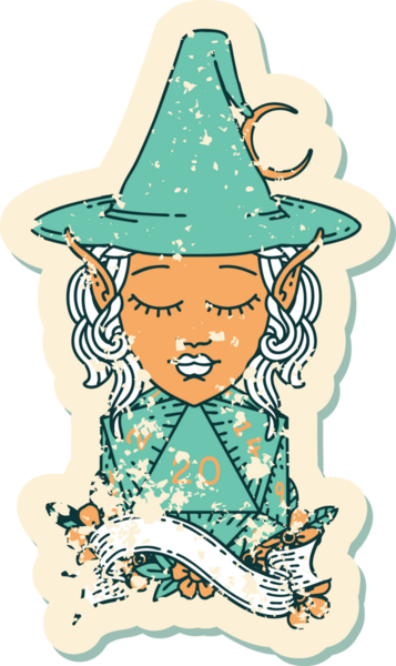 Retro Dövme Biçimli elf karakteri Bir insan tarafından çizilmiş doğal yirmi zar atışıyla