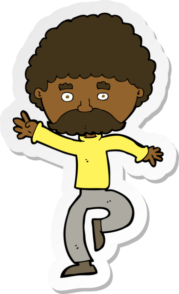 Çizgi filmlerdeki bıyıklı adamın disko sticker 'ı bir insan tarafından çizilmiş.