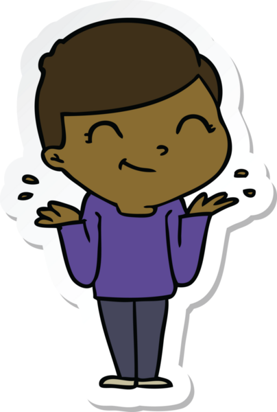 Bir insan tarafından çizilmiş gülümseyen bir çizgi film çocuğunun çıkartması.