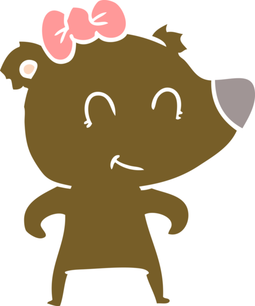 Bir insan tarafından çizilmiş dişi ayı düz renk karikatürü