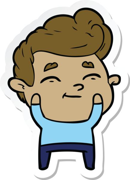 Bir insan tarafından çizilmiş mutlu bir çizgi film karakterinin çıkartması.